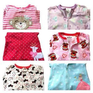 BUNDLE OF 6 footed one-piece pajama sleepers size 3 T with Christmas Elmo!